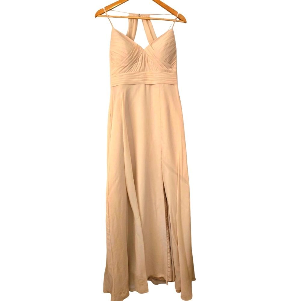 AW Bridal Anabella Allure Floor Length Bridesmaid Dress Rose Beige Color Size 10